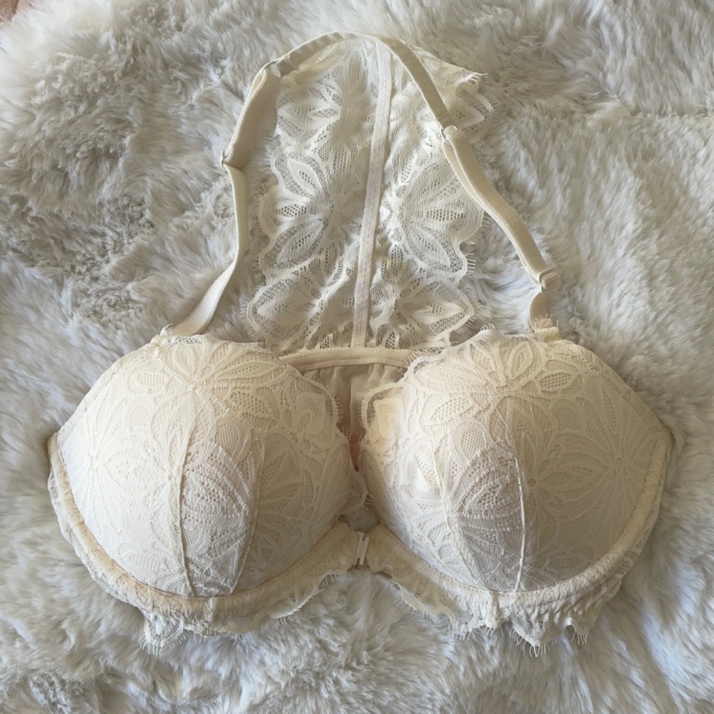 PINK Victoria's Secret Cream Lace Racerback Push-Up Bra - 36D